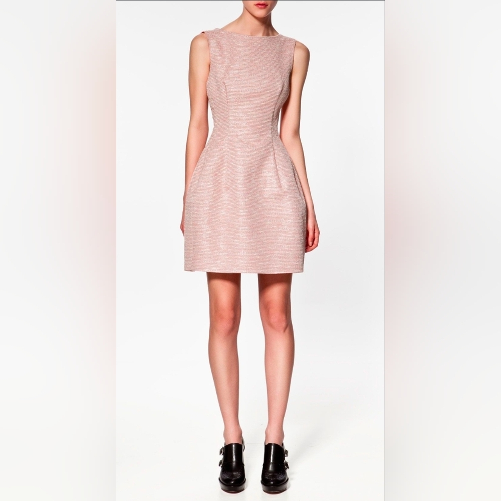 ZARA Pink Tweed Tulip Dress, Small